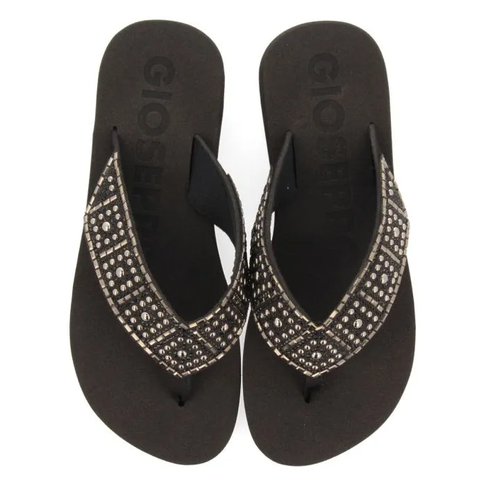 BLACK SANDALS WITH CRYSTAL EMBELLISHMENT FOR WOMEN ASHLAND