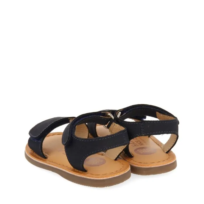 BLUE NAVY LEATHER ADJUSTABLE CLOSURE SANDALS FOR BABY PALMETTO