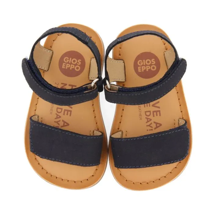 BLUE NAVY LEATHER ADJUSTABLE CLOSURE SANDALS FOR BABY PALMETTO