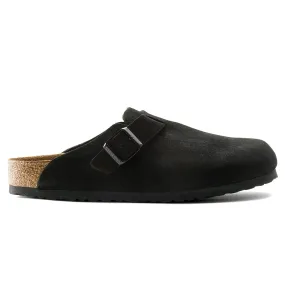 Boston Suede Black Flat Sandals by Birkenstock