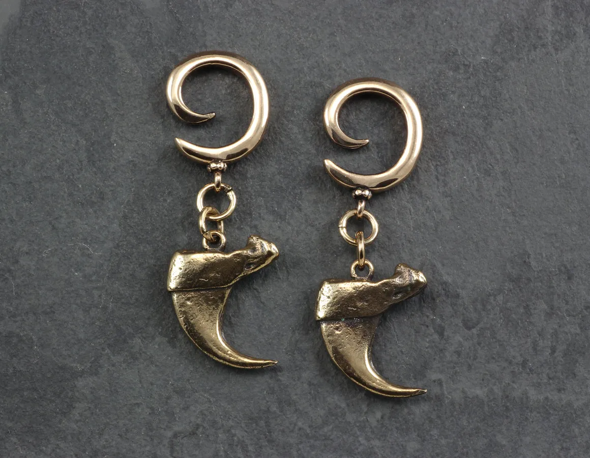 Bronze Spiral Earrings - Cougar Claw Design