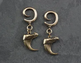 Bronze Spiral Earrings - Cougar Claw Design