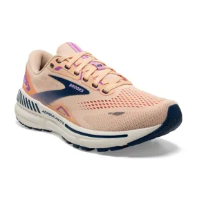 Brooks Adrenaline GTS 23 Apricot Estate Blue Orchid women's running shoes.