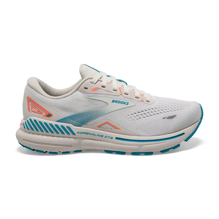 Brooks Adrenaline GTS 23 Women's Running Shoe, Coconut/Papaya/Blue, Size 6.5 B (Medium)