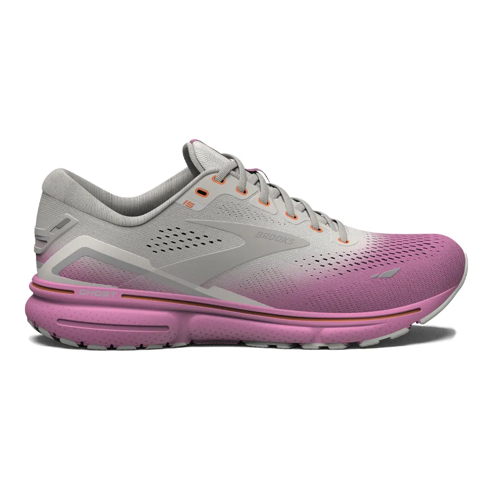 Brooks Ghost 15 Women's Grey Coconut Fuchsia Size 10.5 B Regular