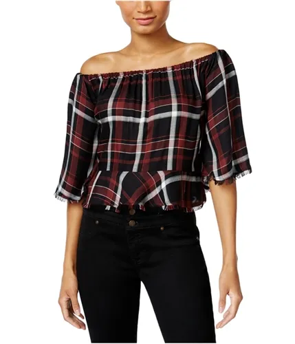 Buffalo David Bitton Womens Sealey Plaid Knit Blouse