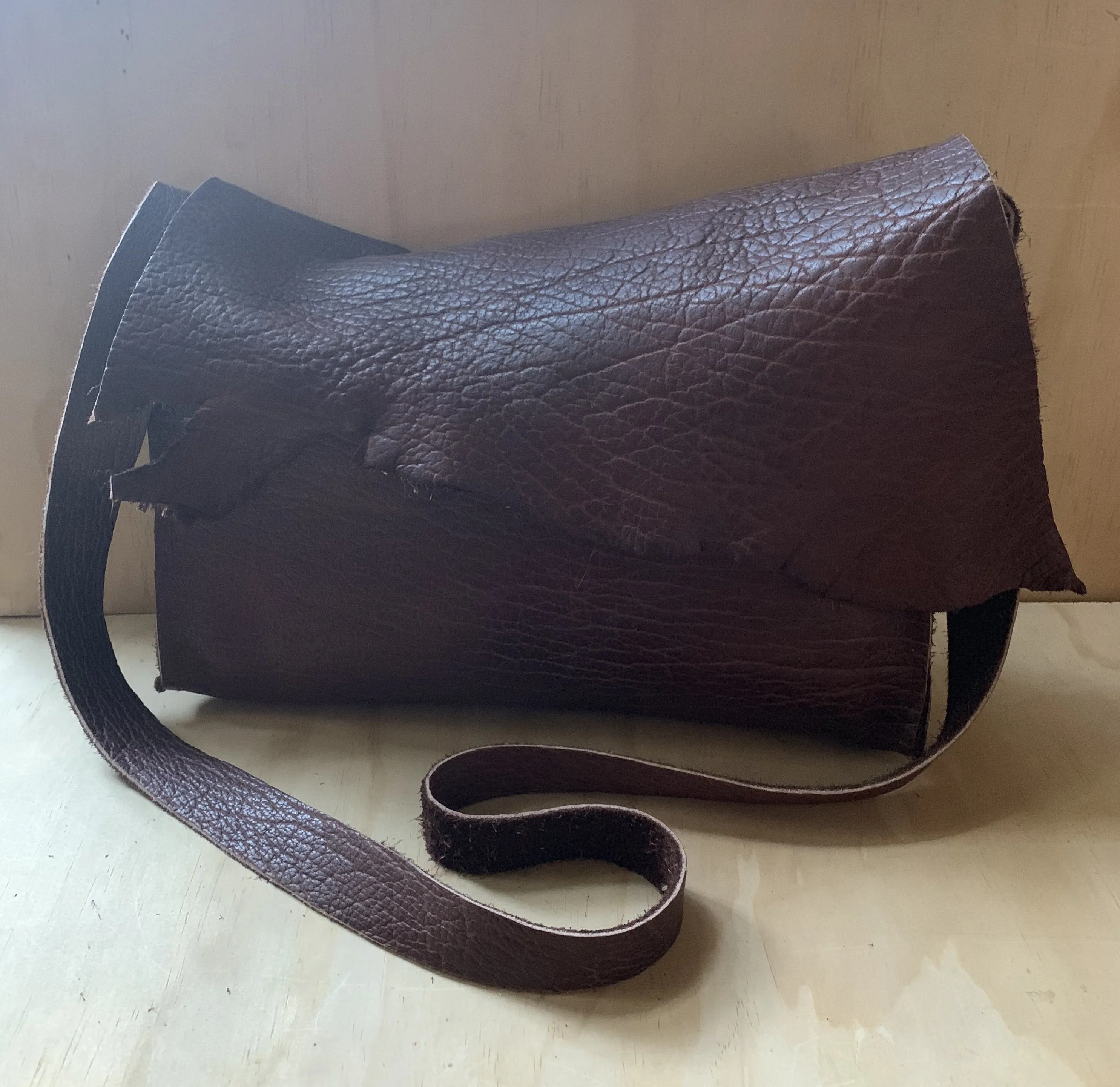 buffalo leather bag in chocolate