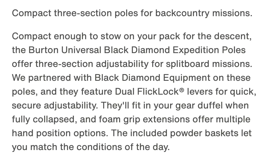 Burton Black Diamond Splitboarding Poles