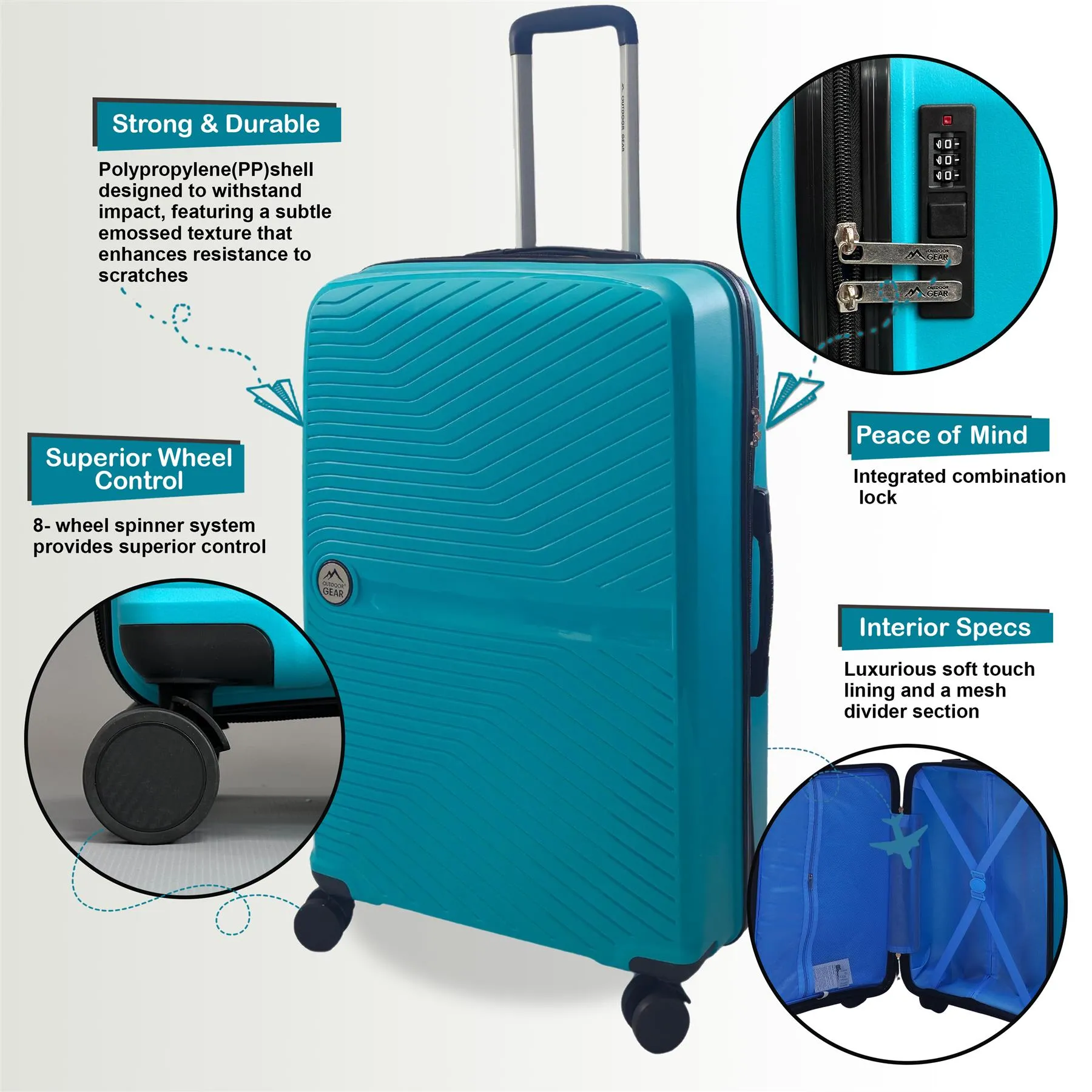 Cabin Suitcase 55 x 35 x 22 cm Hard Shell Luggage