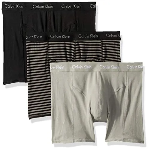 Calvin Klein Men's Elements 3 Pack Boxer Briefs - Black/Medium Grey/Garner Stripe Black