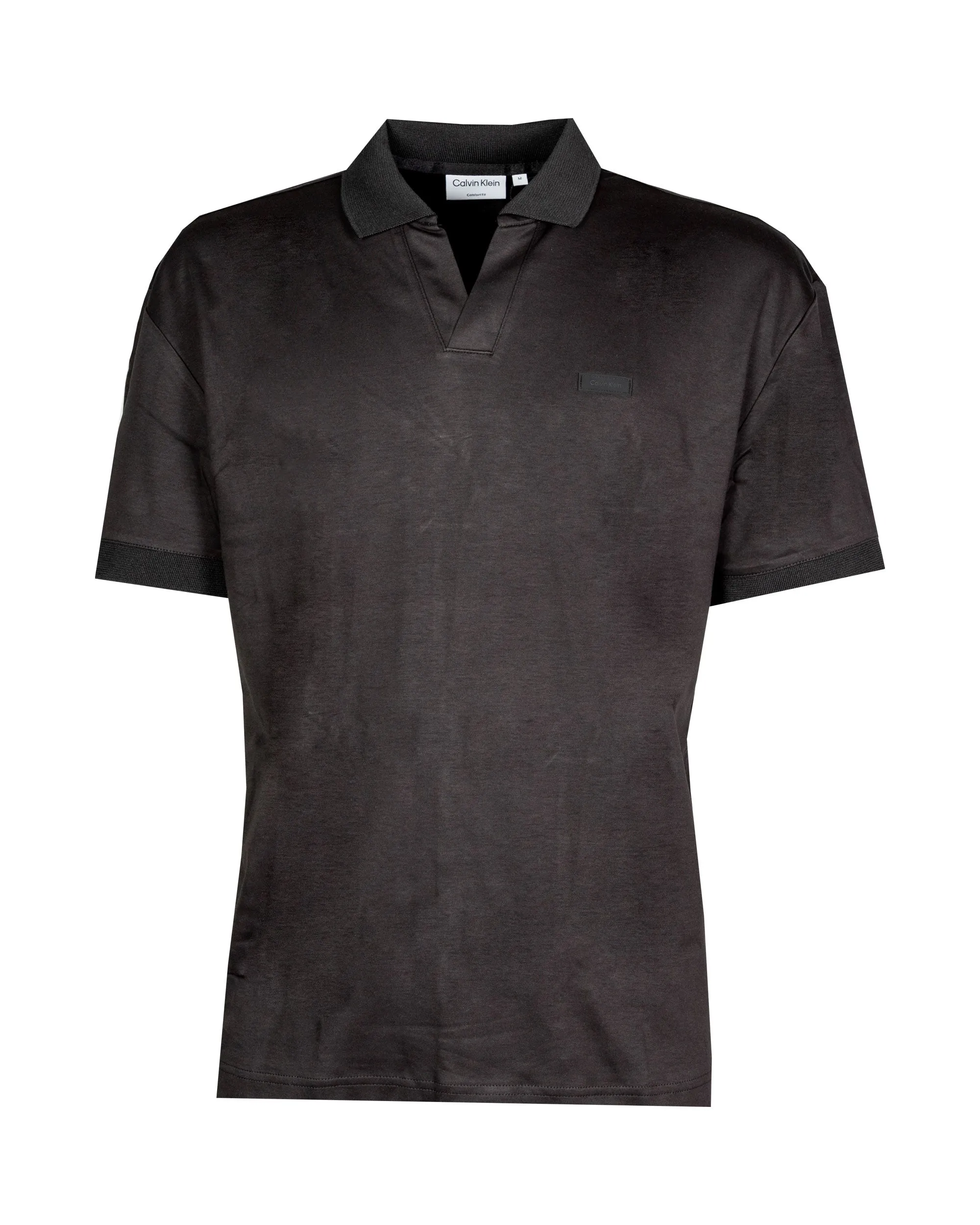 Calvin Klein men's polo shirt smooth cotton open placket black