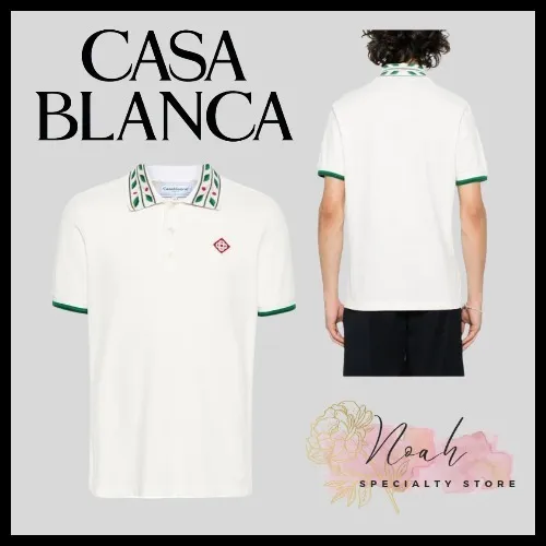 Casablanca Cotton Polo Shirts | Short Sleeves | Street Style Logo