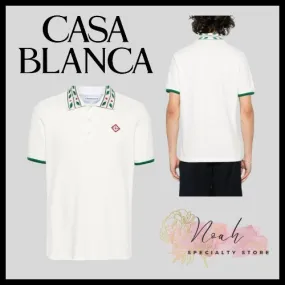 Casablanca Cotton Polo Shirts | Short Sleeves | Street Style Logo