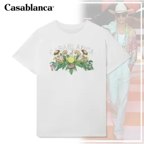 Casablanca Crew Neck Pullovers Cotton Street Style Short Sleeves Logo