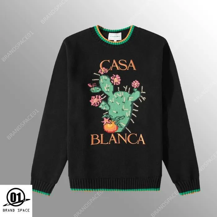 Casablanca Crew Neck Pullovers - Unisex Street Style Long Sleeves Cotton - Shop Now