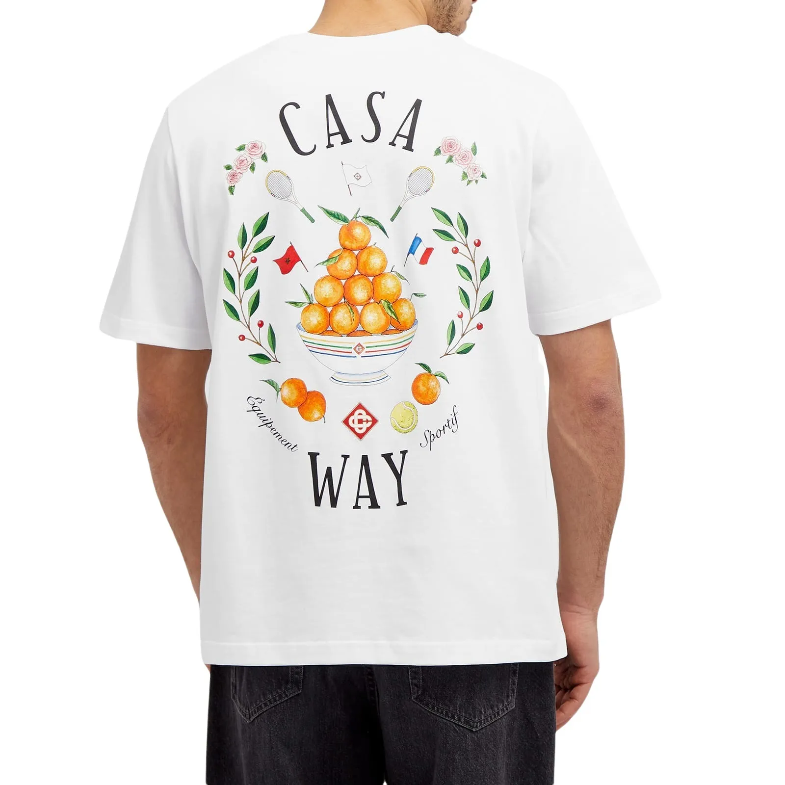 Casablanca Crew Neck Unisex Street Style Cotton Short Sleeves Logo Shirt