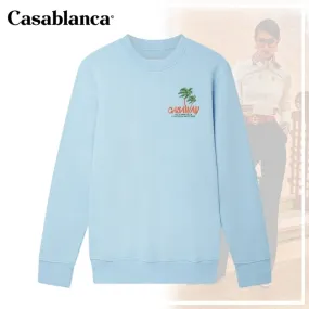 Casablanca Crew Neck Unisex Street Style Long Sleeves Plain Cotton - Buy Now