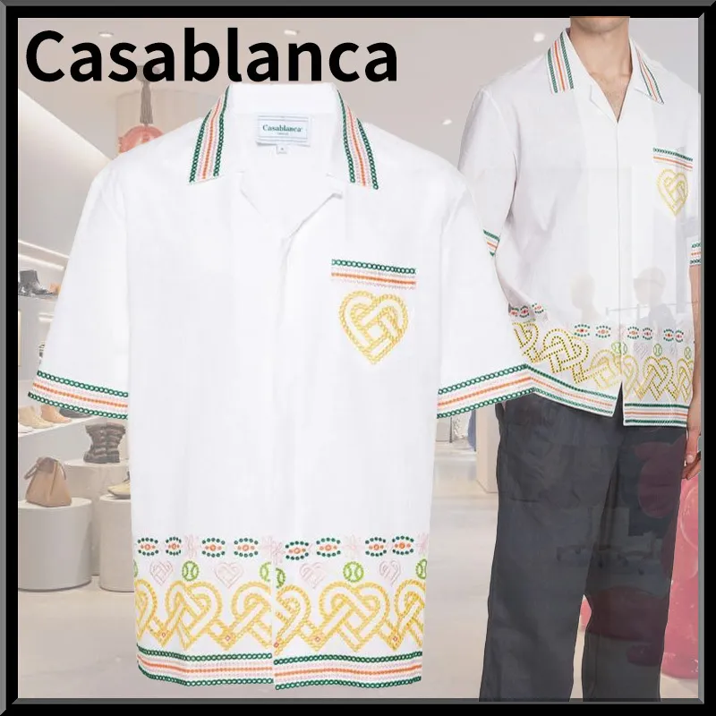 Casablanca Heart Cotton Shirts - Short Sleeves - Top Quality - Affordable Prices.