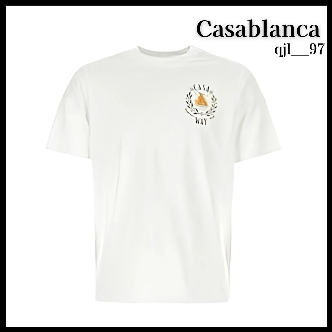 Casablanca Plain Cotton Logo Shirts - Unisex Street Style