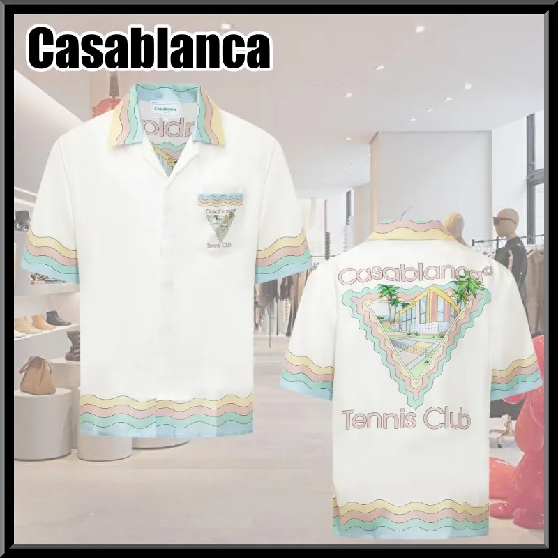 Casablanca Short Sleeves Logo Shirts - Stripes Silk Street Style | Buy Now