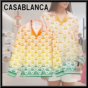 Casablanca Silk Street Style Casual Unisex Heart Monogram