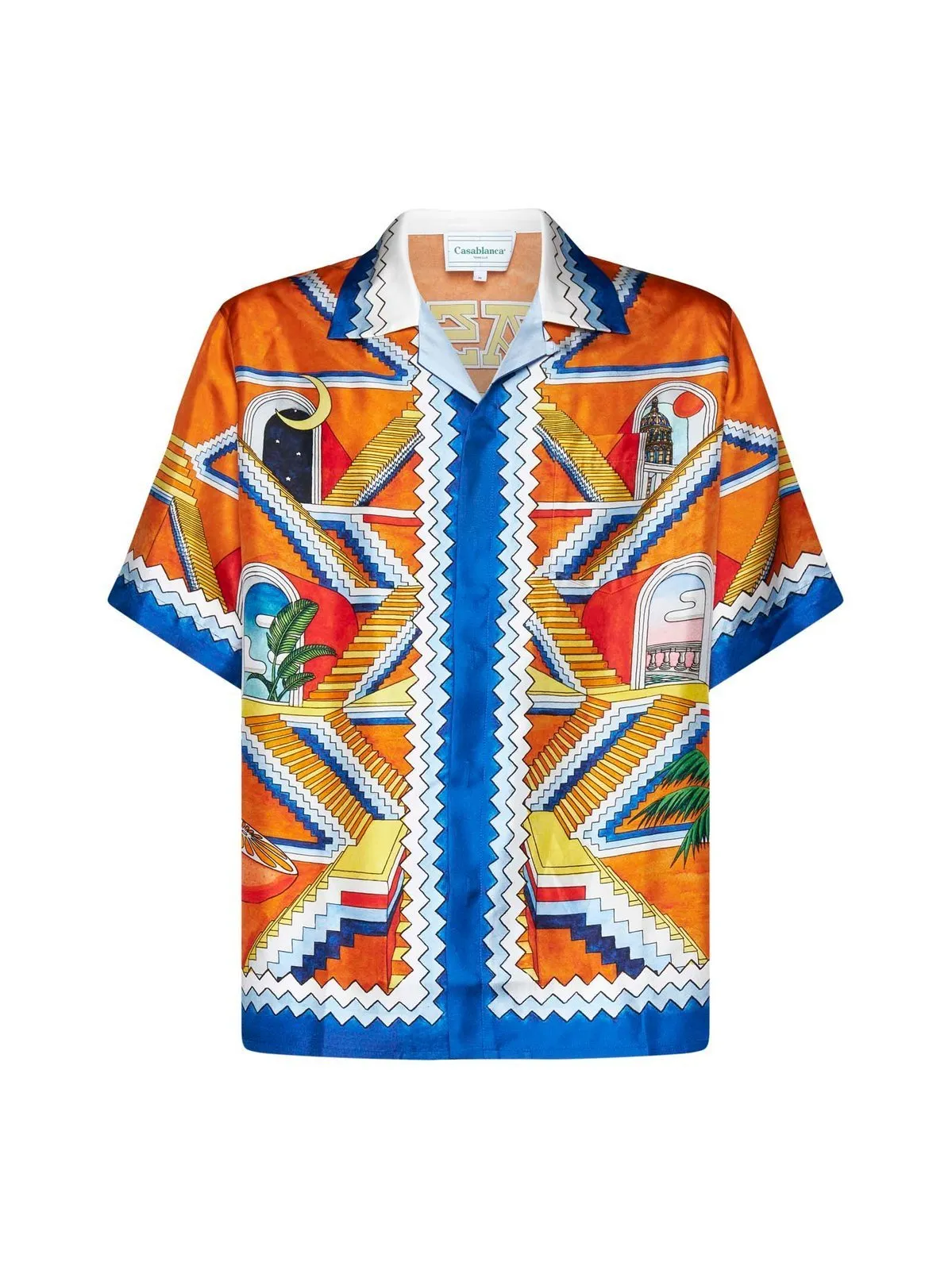 Casablanca Silk Street Style Short Sleeves Tribal Logo Shirts