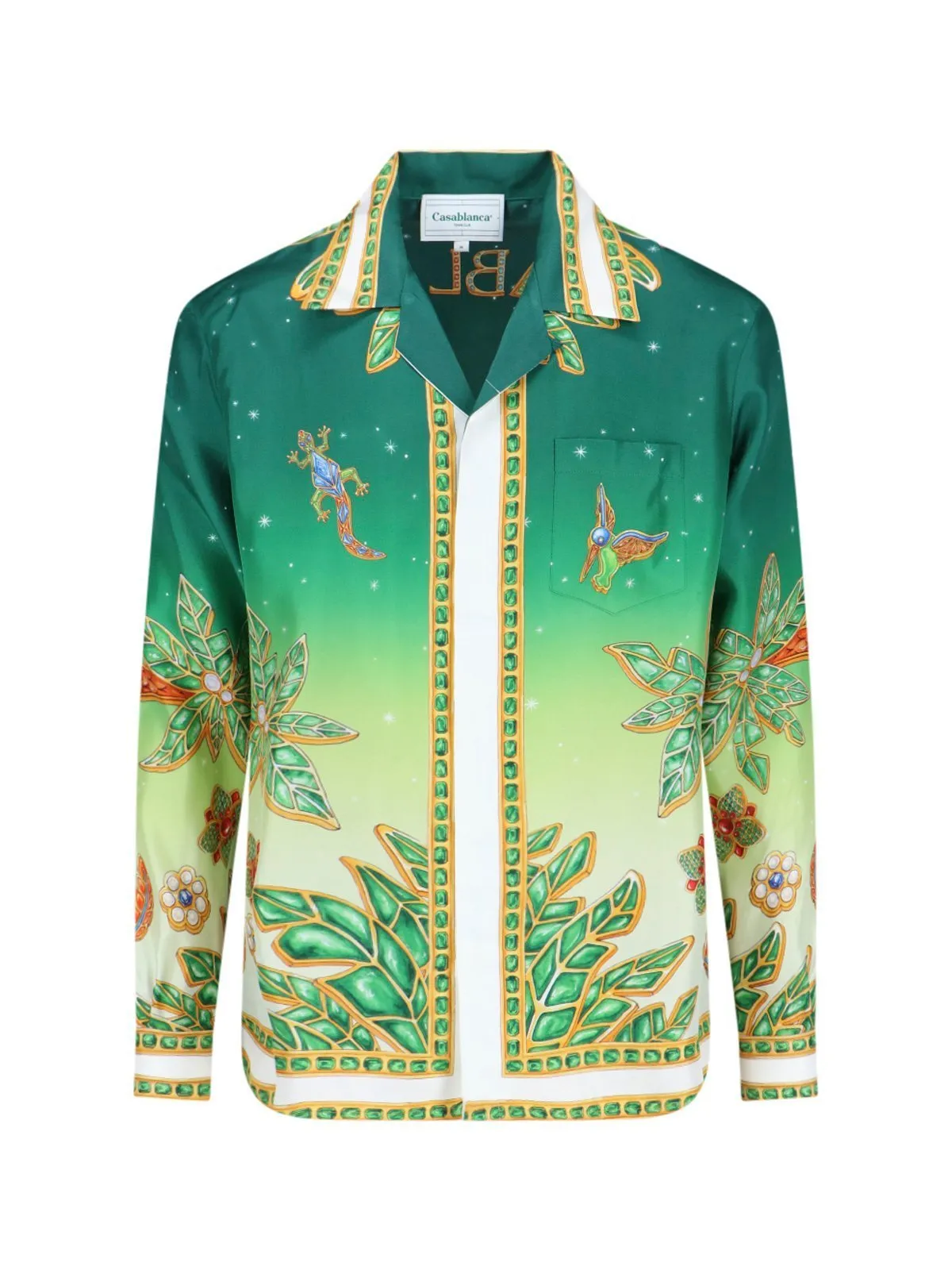 Casablanca Street Style Long Sleeves Silk Shirts with Flower Patterns