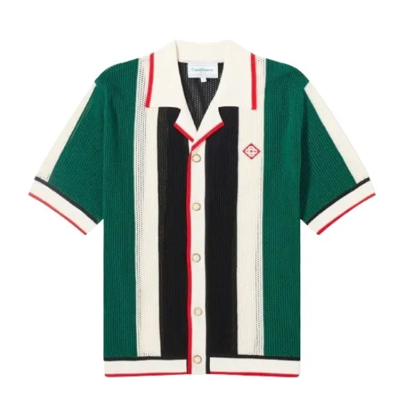 Casablanca Striped Short Sleeve Logo Shirts