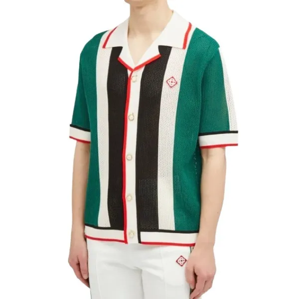 Casablanca Striped Short Sleeve Logo Shirts