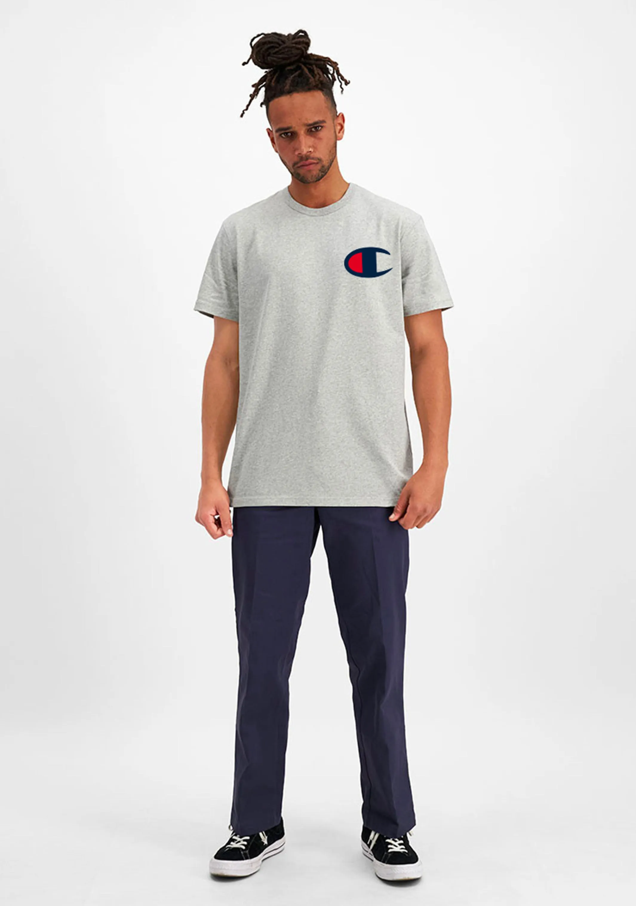 Champion Men's Grey C Logo Tee - AY68N A3R