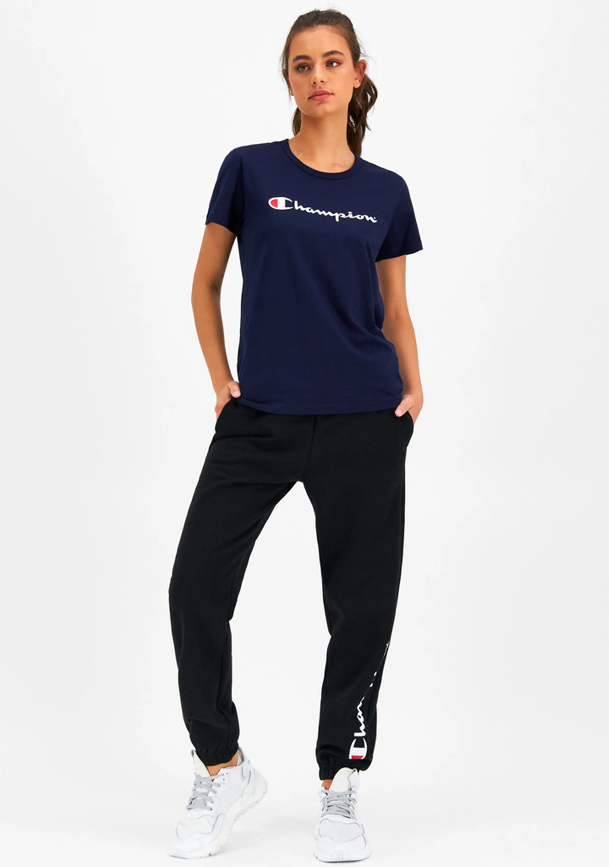 Champion women's navy script short sleeve tee - CVRGN NAV