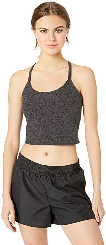 Charcoal Racerback Cropped Tank Top by Beyond Yoga