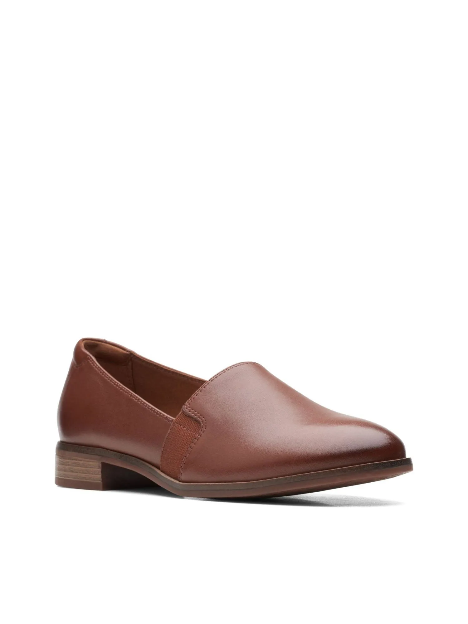 CLARKS Brown Goring Cushioned Trish Diva Round Toe Leather Loafers - Women's Collection