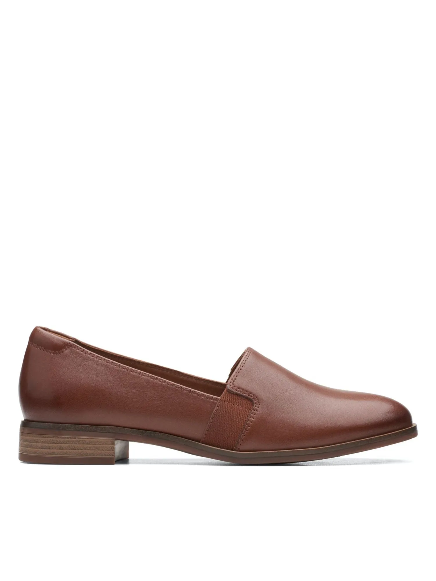 CLARKS Brown Goring Cushioned Trish Diva Round Toe Leather Loafers - Women's Collection