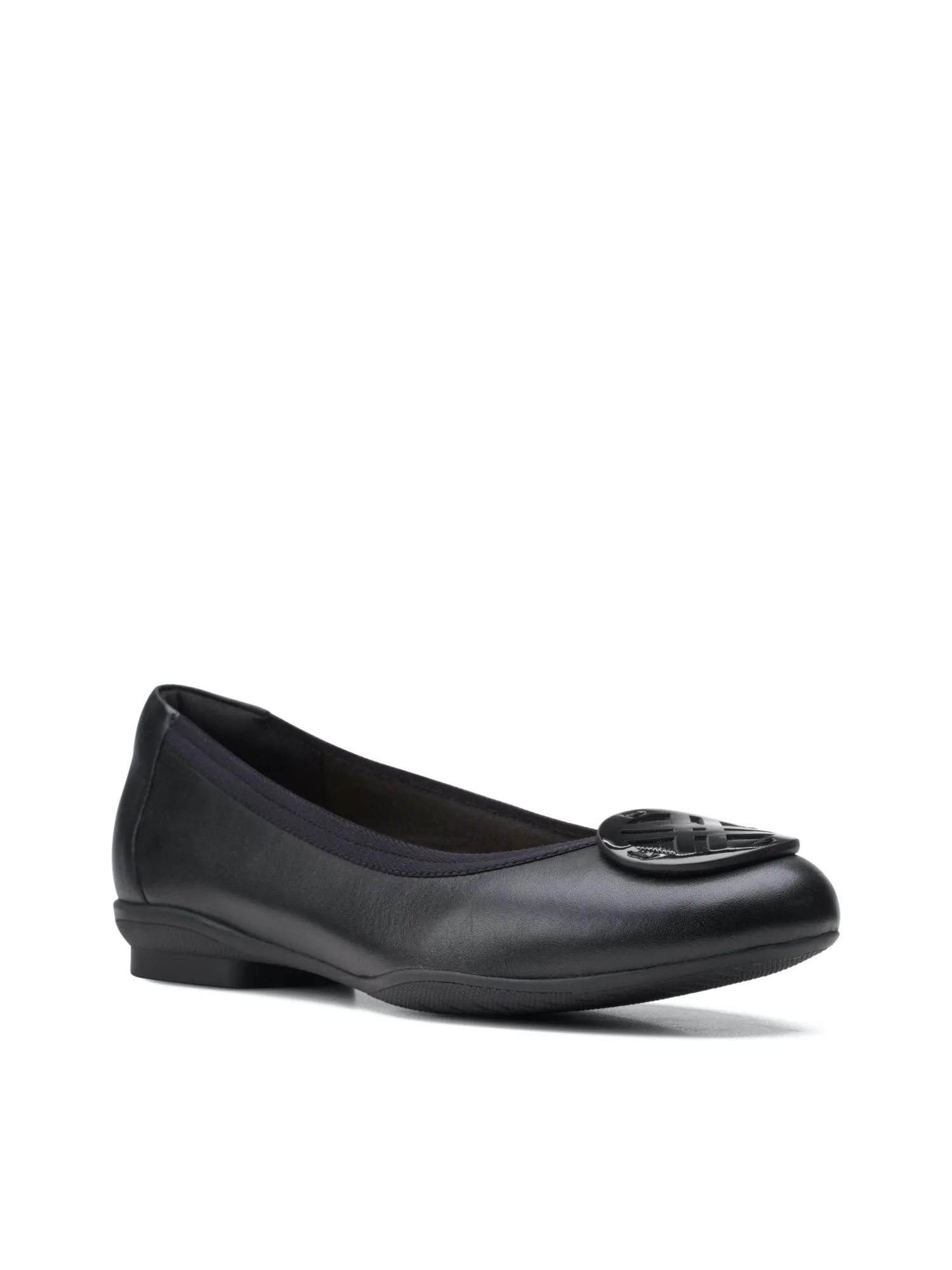 CLARKS Collection Women's Black Sara Willow Ballet Flats with Flexible Cushioning and Block Heel