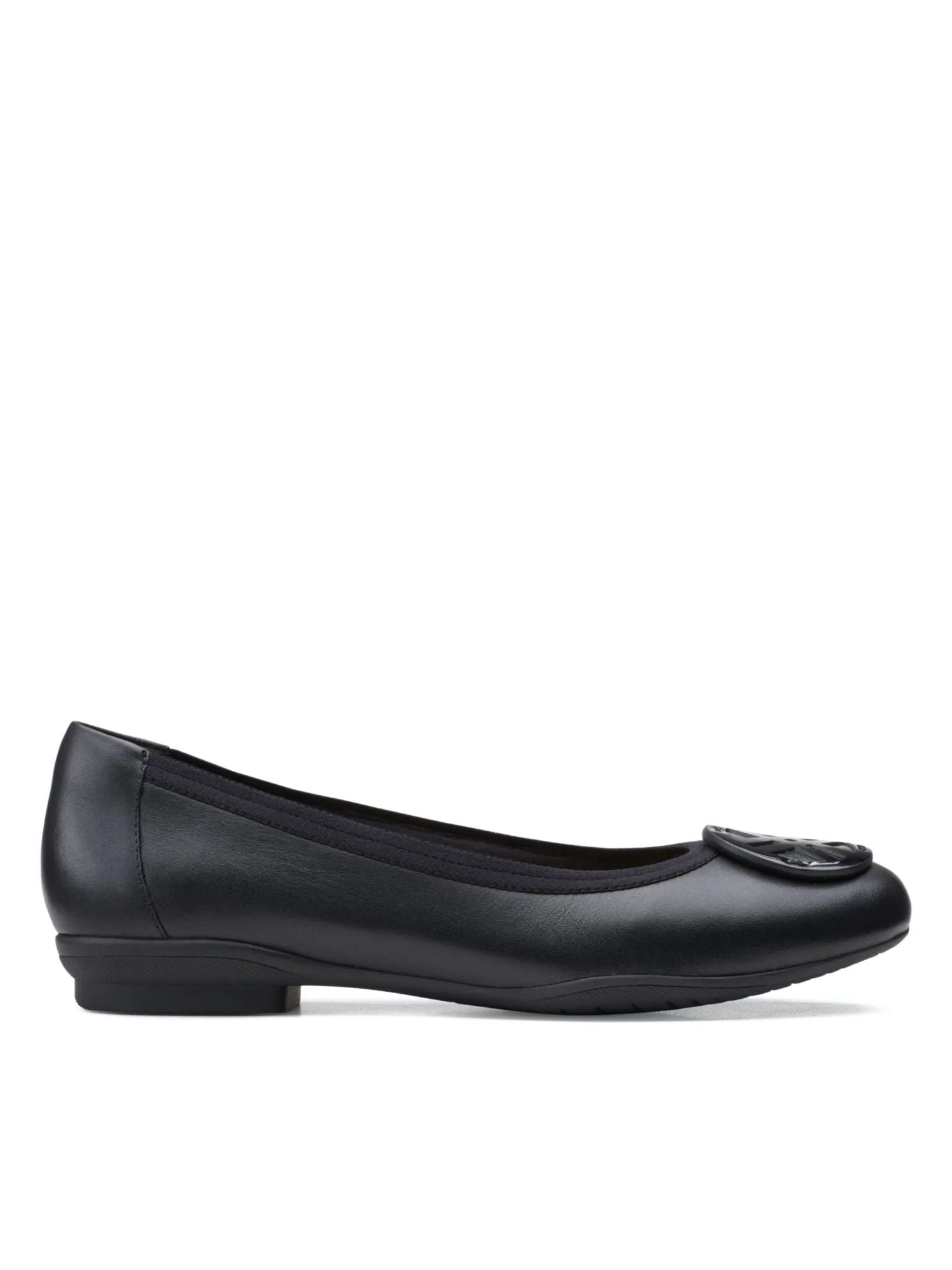 CLARKS Collection Women's Black Sara Willow Ballet Flats with Flexible Cushioning and Block Heel