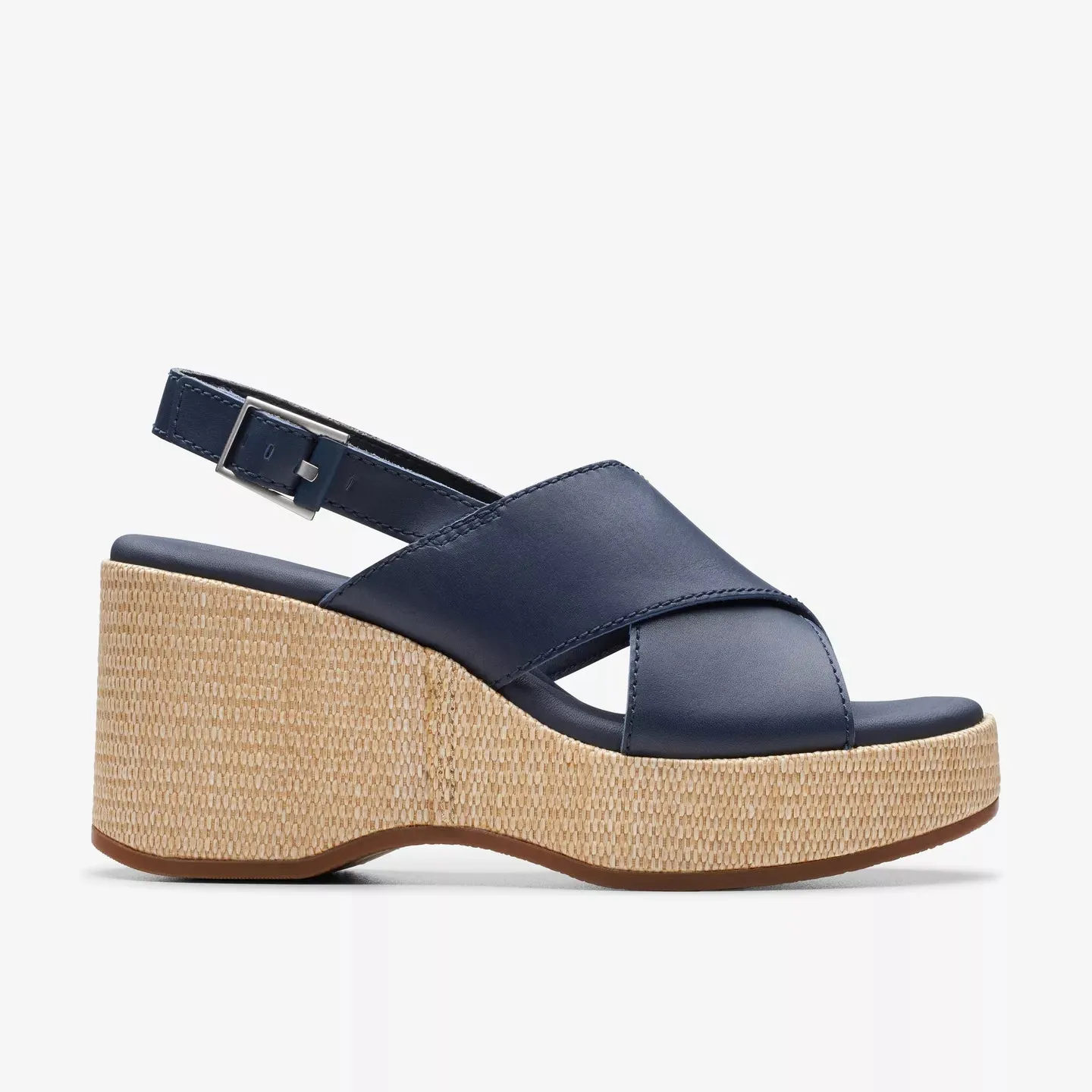 Clarks Manon Wish Navy Leather Wedge