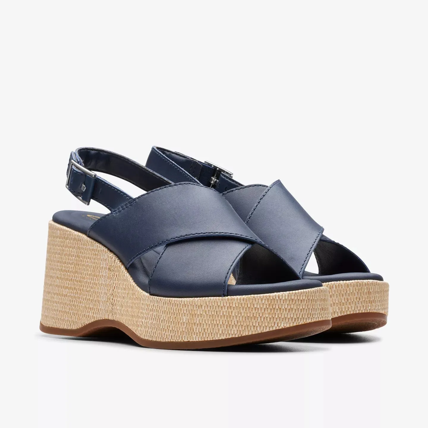 Clarks Manon Wish Navy Leather Wedge