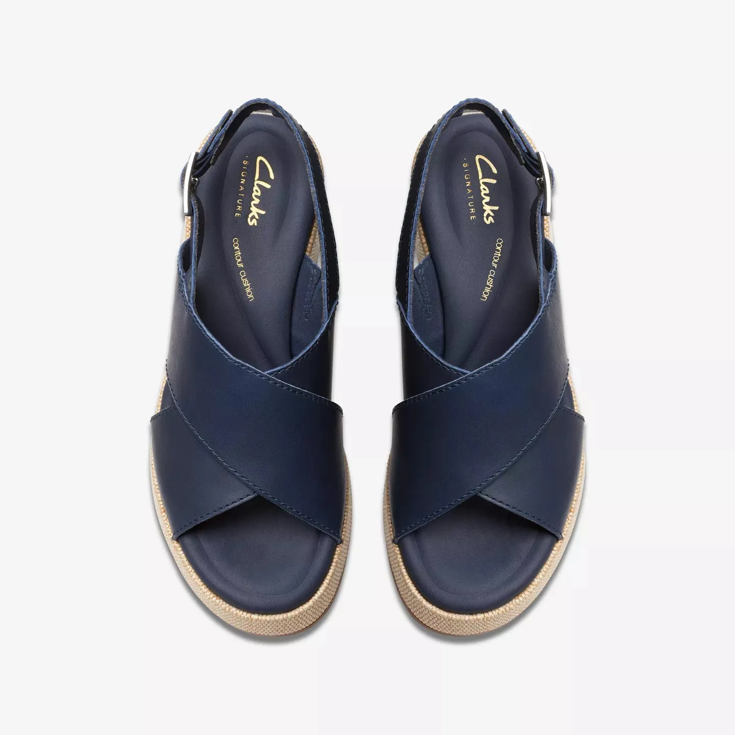 Clarks Manon Wish Navy Leather Wedge