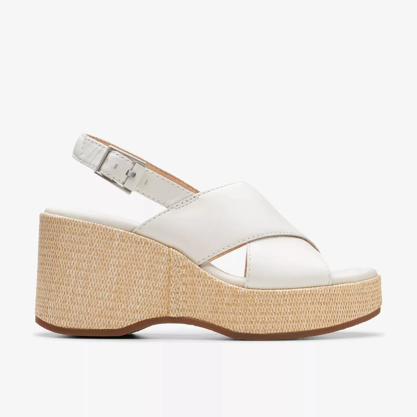 Clarks off white leather wedge shoes