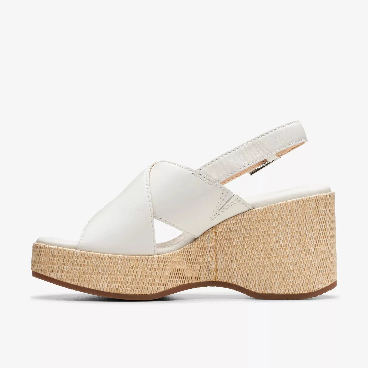 Clarks off white leather wedge shoes