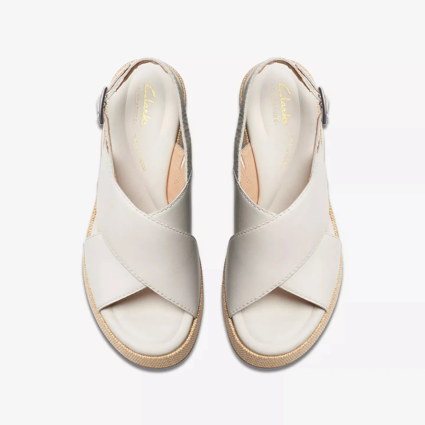 Clarks off white leather wedge shoes