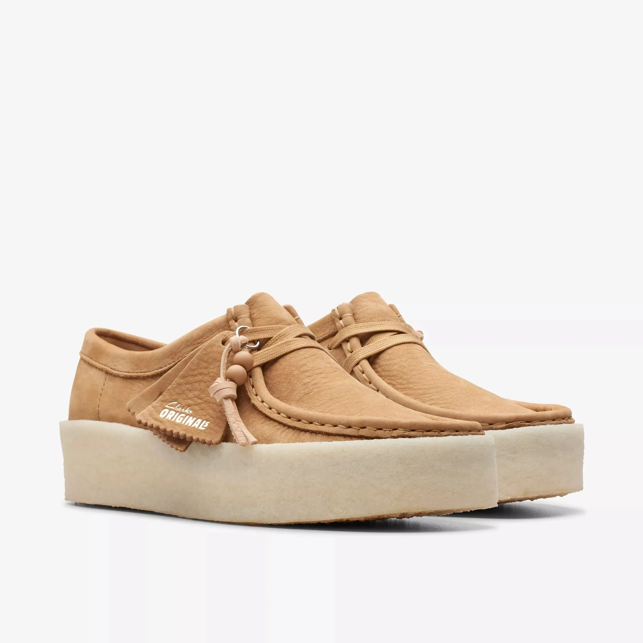 Clarks Wallabee Mid Tan Nubuck Shoes.