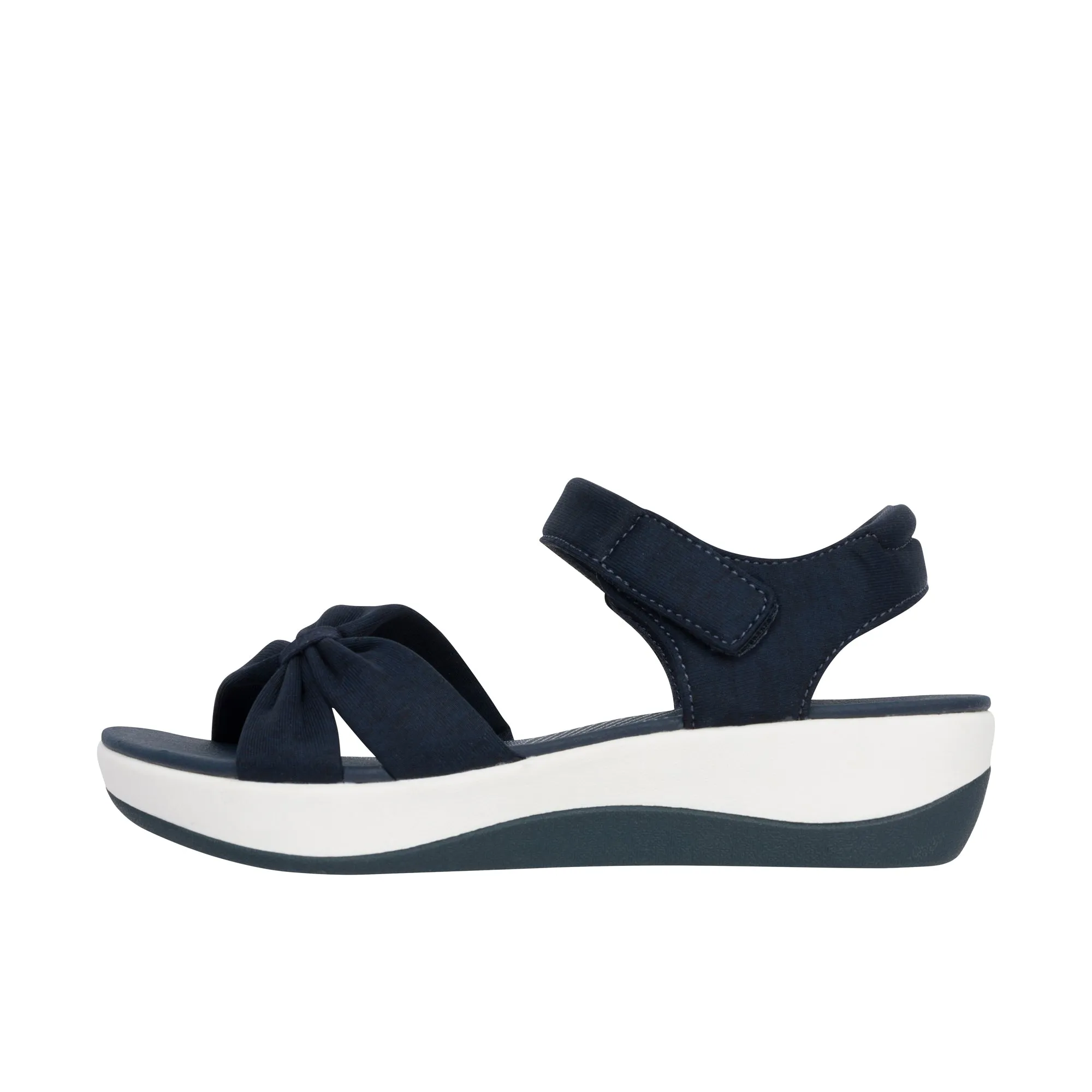 Clarks women's Arla Shore navy textile shoes.