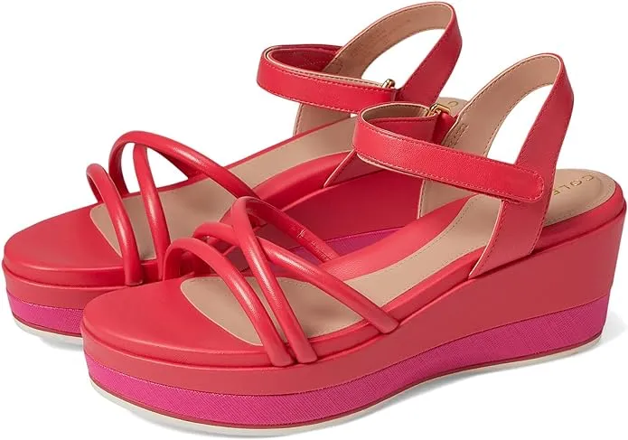 Cole Haan Addison Geranium Leather Wedge Sandals