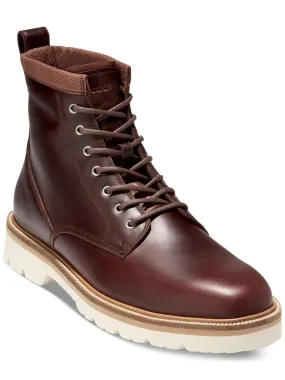 Cole Haan Brown Waterproof Comfort American Classics Round Toe Block Heel Lace-Up Boots Shoes M