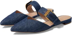 Cole Haan Flat Mules - Vandam Buckle Denim Leather Slip On