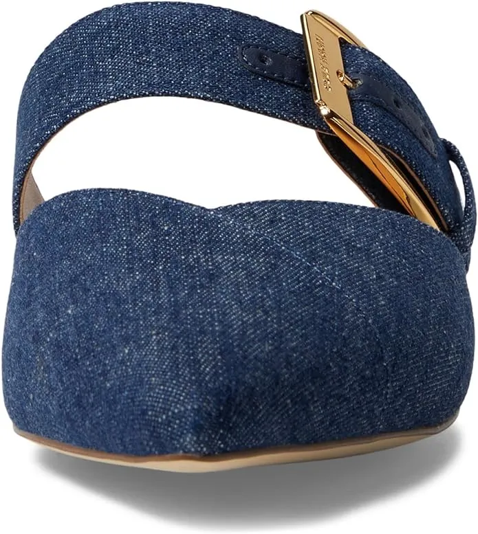 Cole Haan Flat Mules - Vandam Buckle Denim Leather Slip On