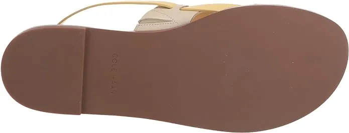 Cole Haan Flynn Gold/Ivory Ankle Strap Open Toe Flats Sandals