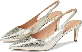 Cole Haan Gold Circle Print Leather Pumps